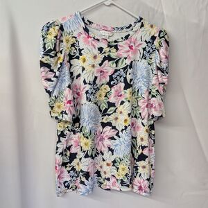 Crown & Ivy Floral Blouse Top Women's XL Multicolor